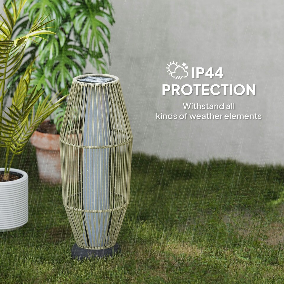 image 1 of Outsunny 72 cm Rattan Solar Floor Lamp, Auto On/Off LED Garden Light, Grey