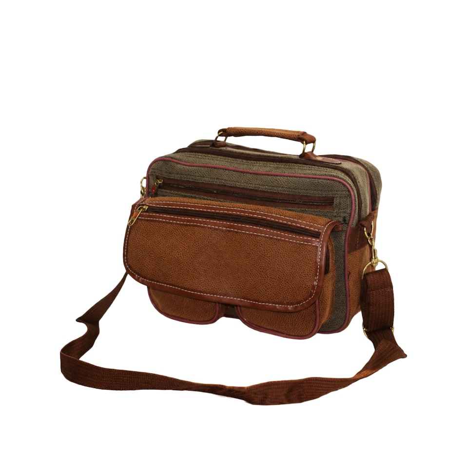 image 1 of Men Pu Leather 31x 23 x 20 Cabin Approved Messenger Travel Bag - 14L