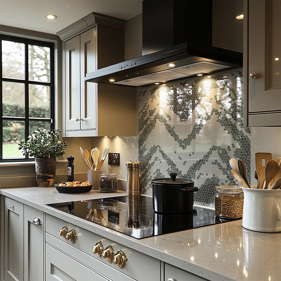 image 1 of Grunge Lines Splash Back | White