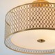 image 4 of Cordero Decorative Flush Ceiling Lamp, Gold Effect Plate, White Fabric, Frosted Glass