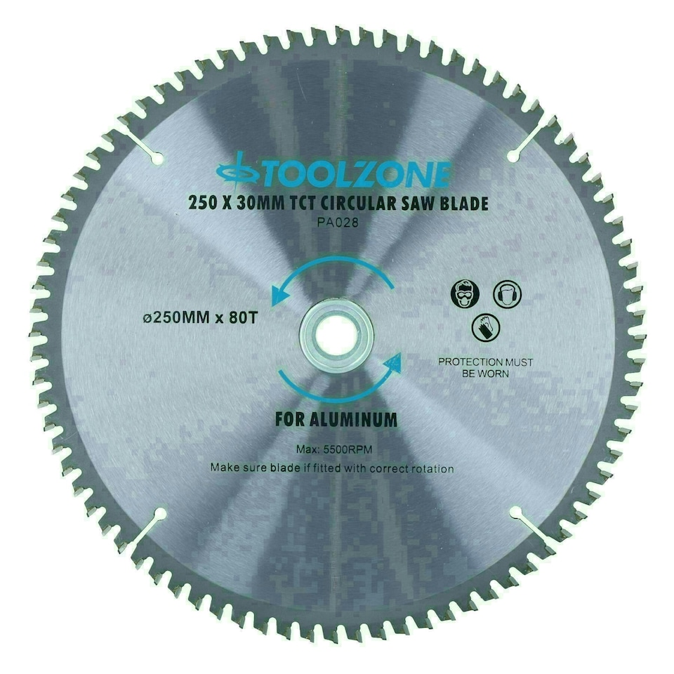 image 1 of 250mm x 30mm TCT Saw Blade 80T / Aluminium Circular Saw With Reducer TE676
