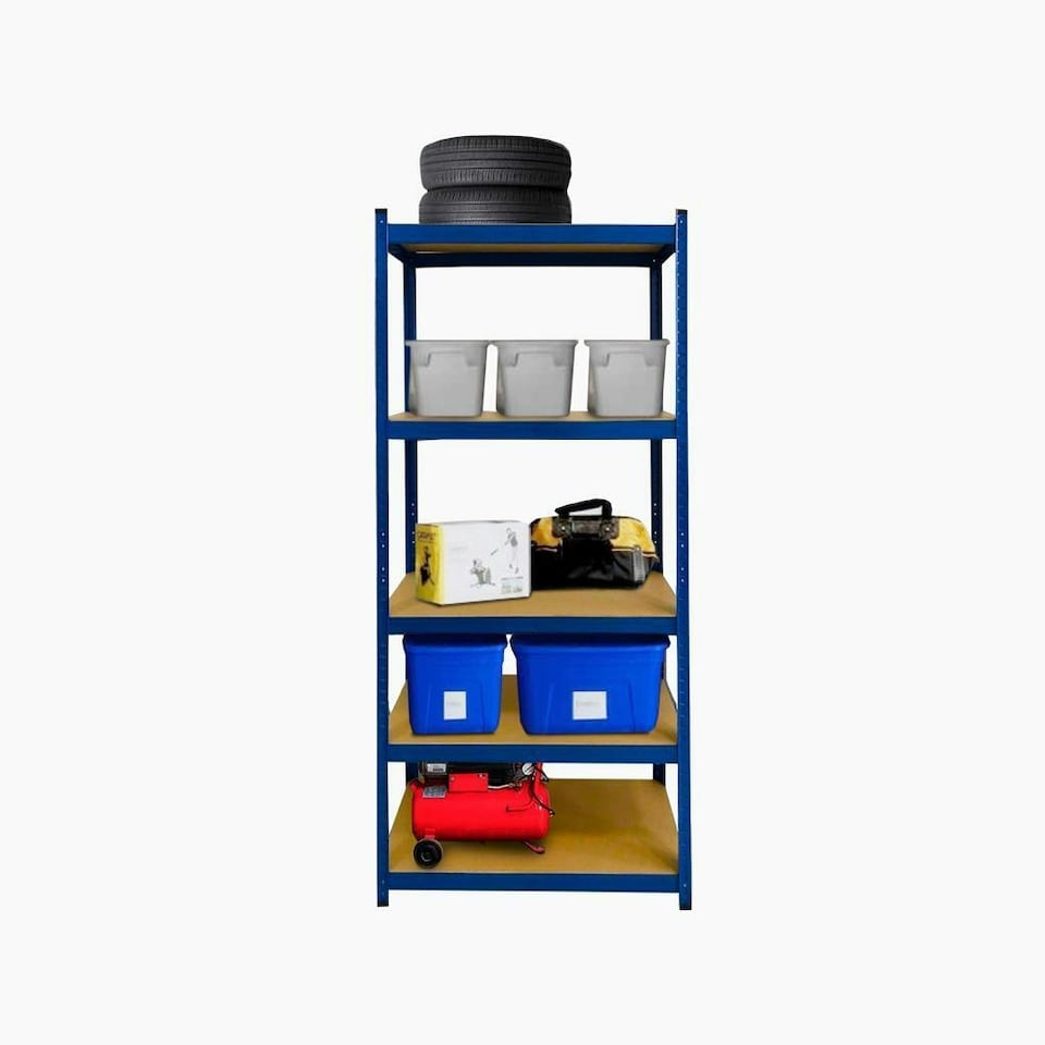 image 1 of Alivio 5 Tier Racking Shelf Heavy Duty Steel Unit (Blue) Blue