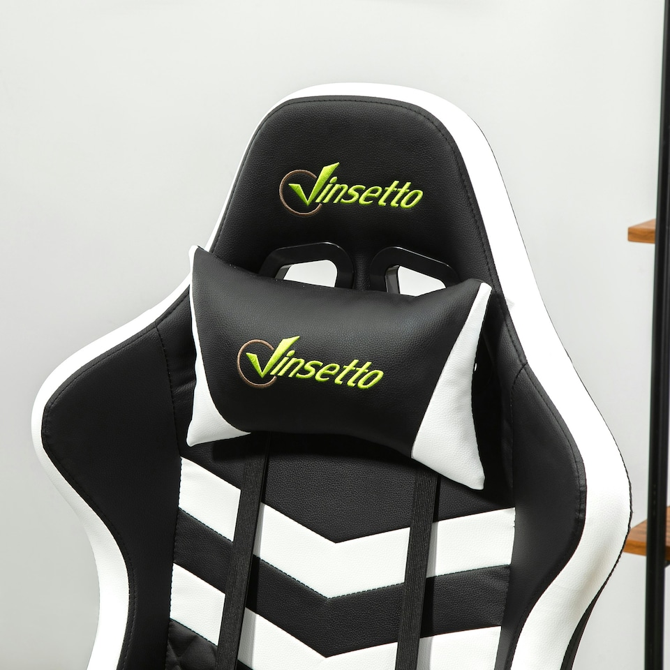 image 1 of Vinsetto Racing Gaming Chair w/ Lumbar Support, Gamer Office Chair, Black White