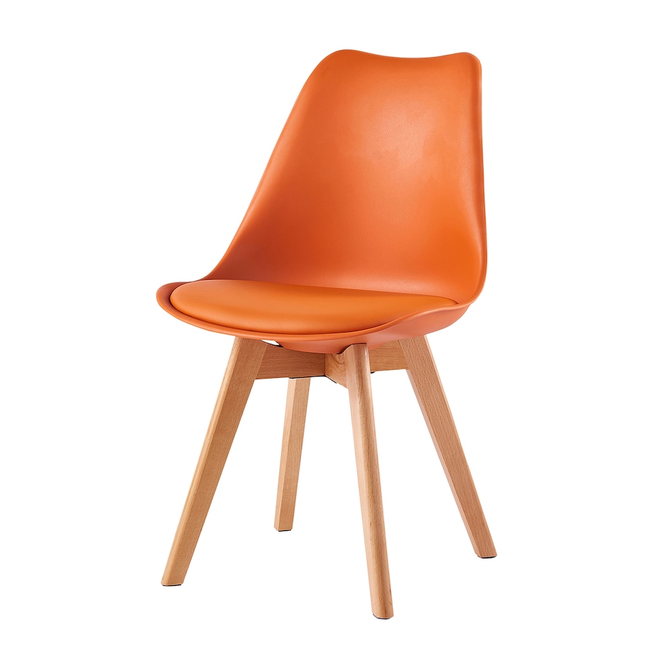 image 1 of Set of 2 Dining Chairs with Solid Wooden Legs and Seat Cushion Pad Orange - Eva by MCC