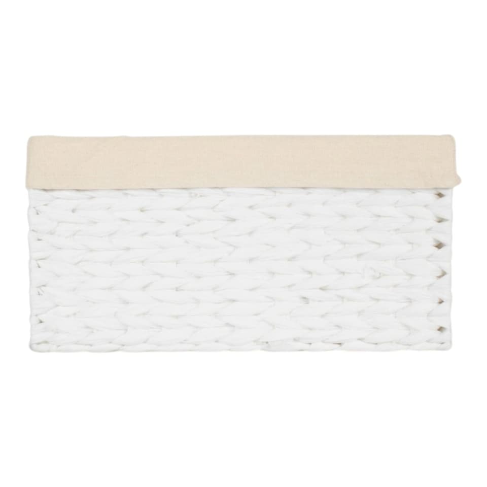 image 1 of Medium Paper Rope Rectangular Storage Basket with White Cotton Lining | White | White | M