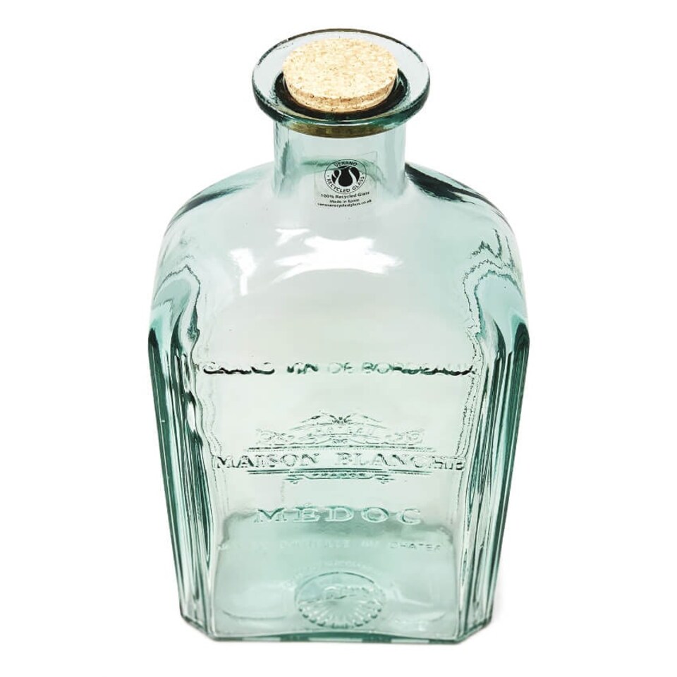 image 1 of Verano Spanish Ceramics Recycled Glass Large Bottle w/ Cork - 4.6L Clear | One Size