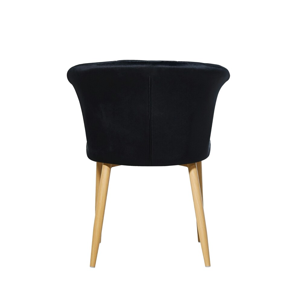 image 1 of Set of 4 Elsa Velvet Dining Chairs with Wooden Legs, Curved Back & Comfortable Seating Black