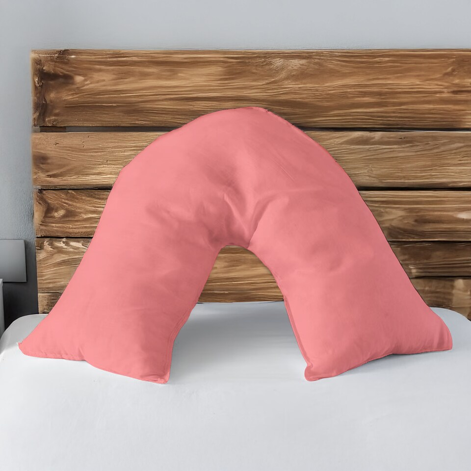 image 1 of Microfibre Soft Touch V Shape Plain Dyed Pillowcase | Pink