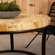 image 4 of Interiors by Premier Round Teak Table with Black Iron Frame, Rustic Teak‑Inlaid Top & Minimalist Iron Base Brown