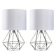 image 1 of ValueLights Angus Pair Angus Brushed Chrome Table Lamp White Shade | Silver