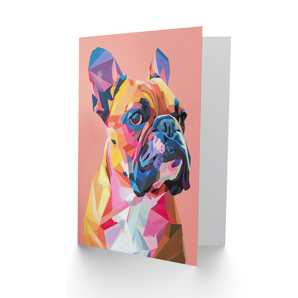 image 1 of Lover Geometric French Bulldog Portrait Him Her Birthday Card