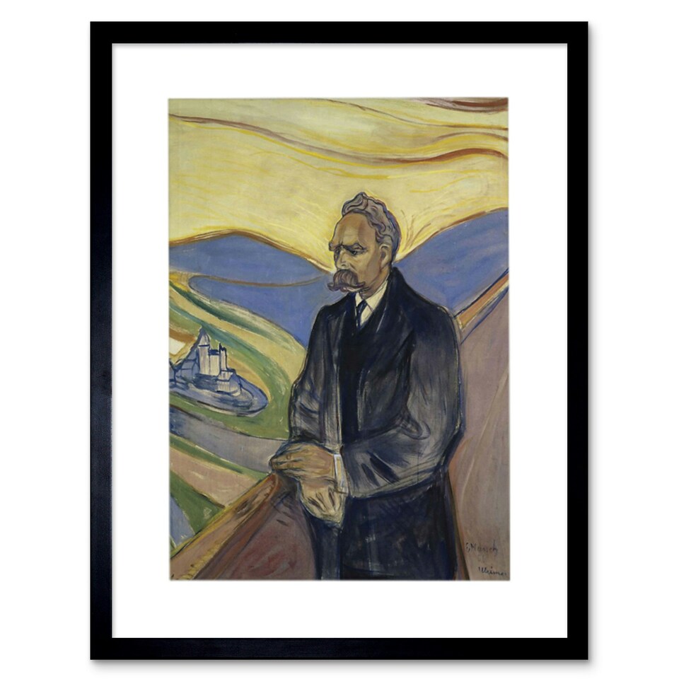 image 1 of Edvard Munch Friederich Nietzsche Painting 12x16" Framed Wall Art Print