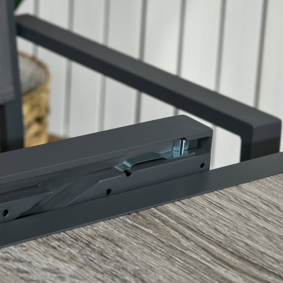 image 1 of Outsunny Extendable Outdoor Dining Table Aluminium Rectangle Patio Table Grey | Grey | Grey wood-effect | 160L x 80W x 75H cm