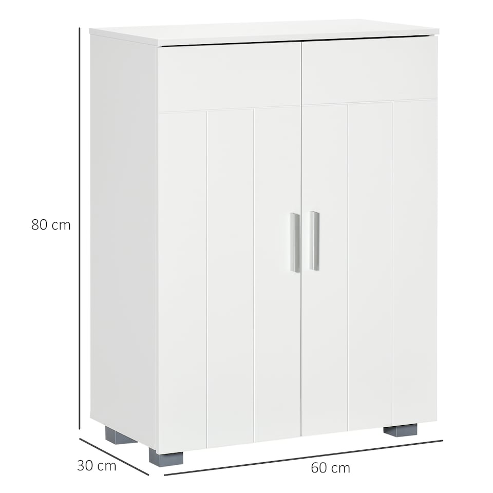 image 1 of kleankin Modern Bathroom Floor Cabinet, Free Standing Linen Cabinet, Storage Cupboard with 3 Tier Shelves, White
