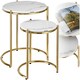 image 1 of Side Table Ellsa - marble top, steel frame, elegant design - Set of 2 | White | Gold