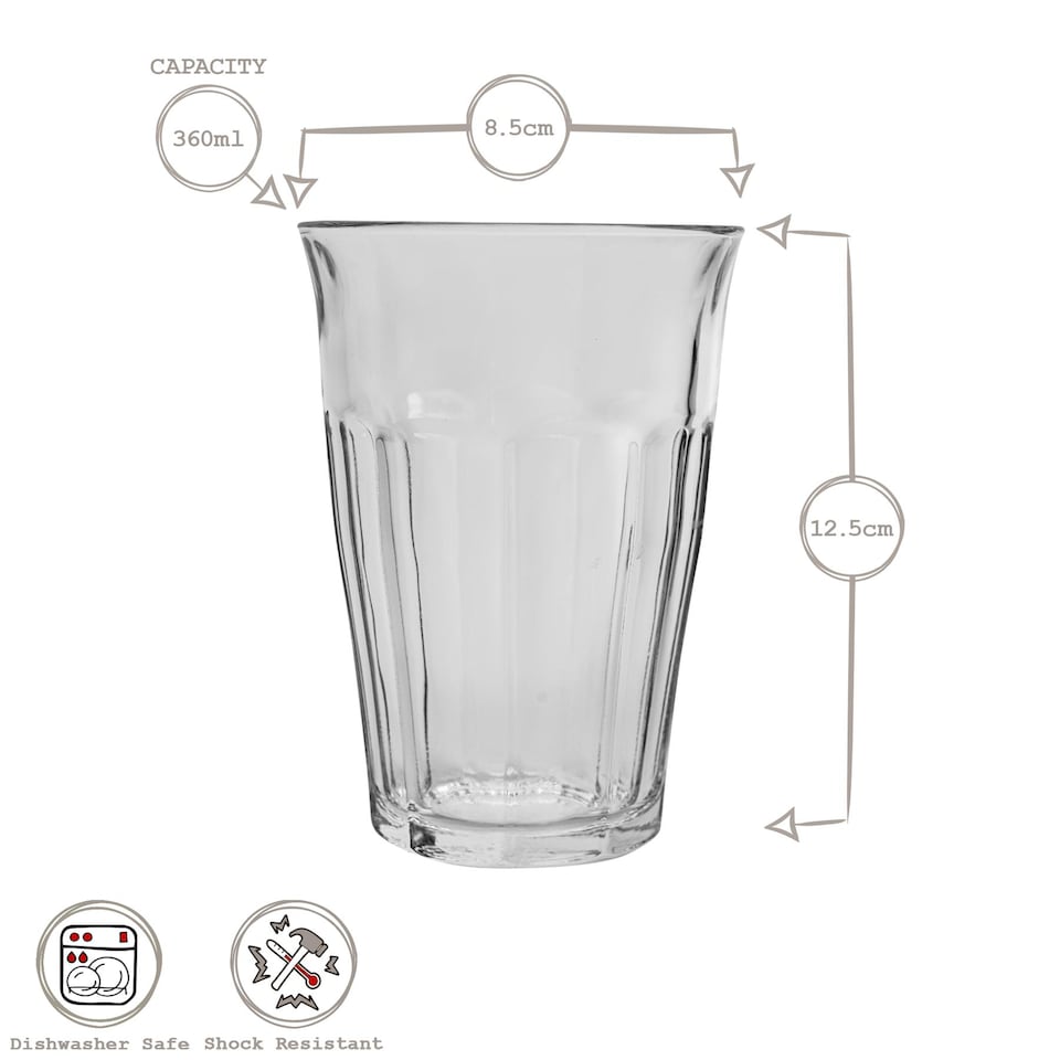 image 1 of Duralex 12pc Picardie Highball Glasses & Tumblers Set - Grey | Grey | Grey