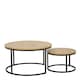 image 2 of Spiro Round Coffee Table Set with Oak Top & Black Legs