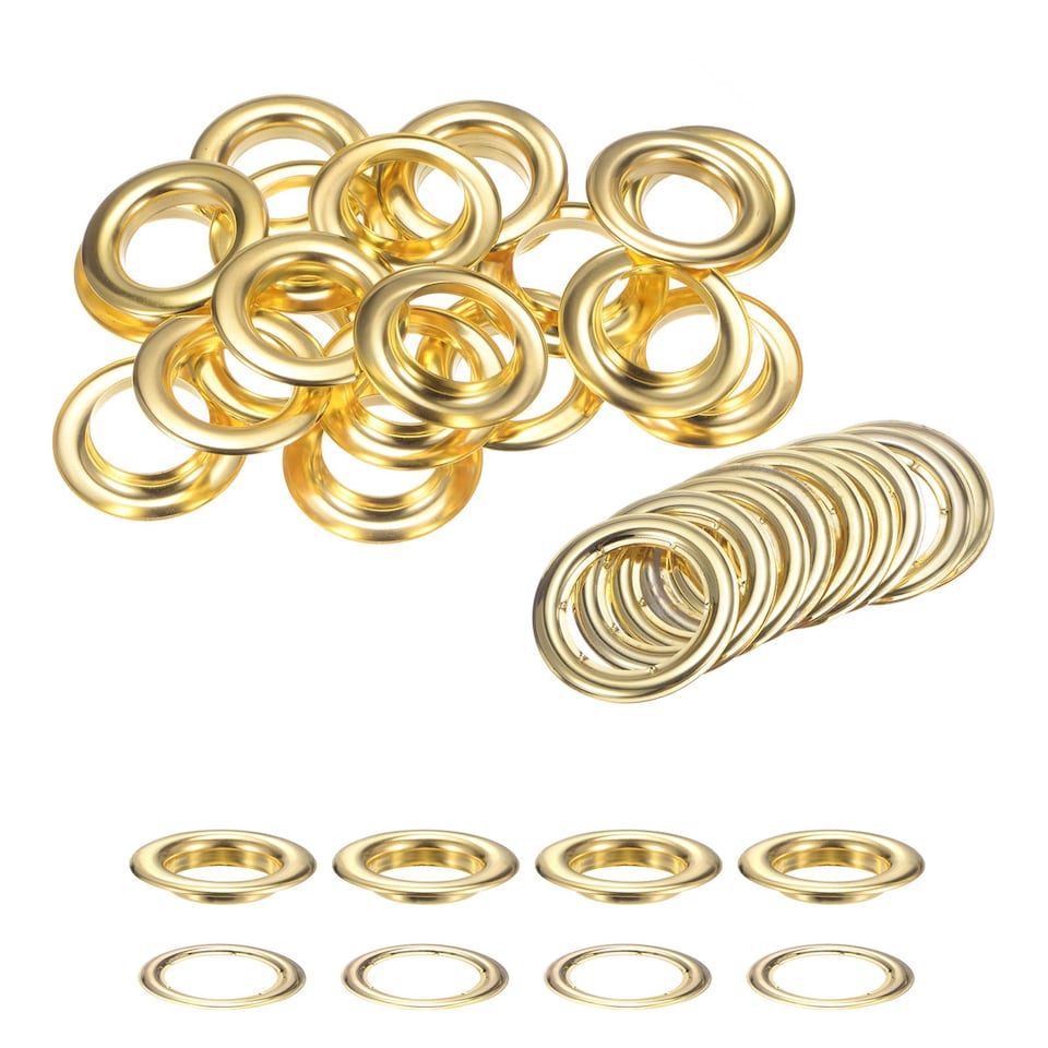 image 1 of 30mm Brass Eyelets with Washers for Arts & DIY Projects - 10 Pcs