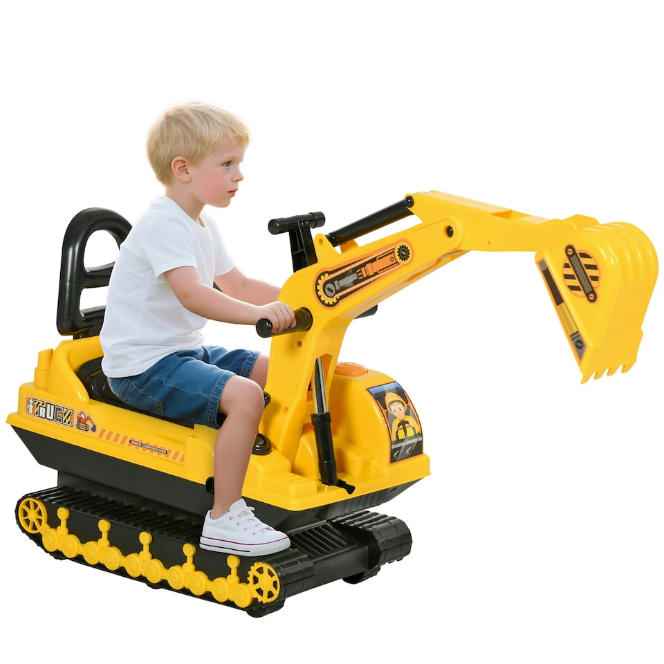 image 1 of HOMCOM Ride On Excavator Toy Tractors Digger Movable Walker Construction Truck