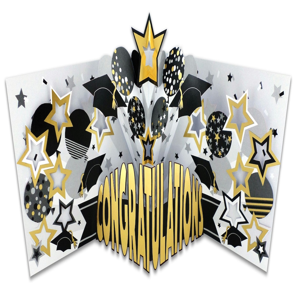 image 1 of Mortar Boards and Balloons Design You've Graduated! Pop Out 3D Congratulations Card