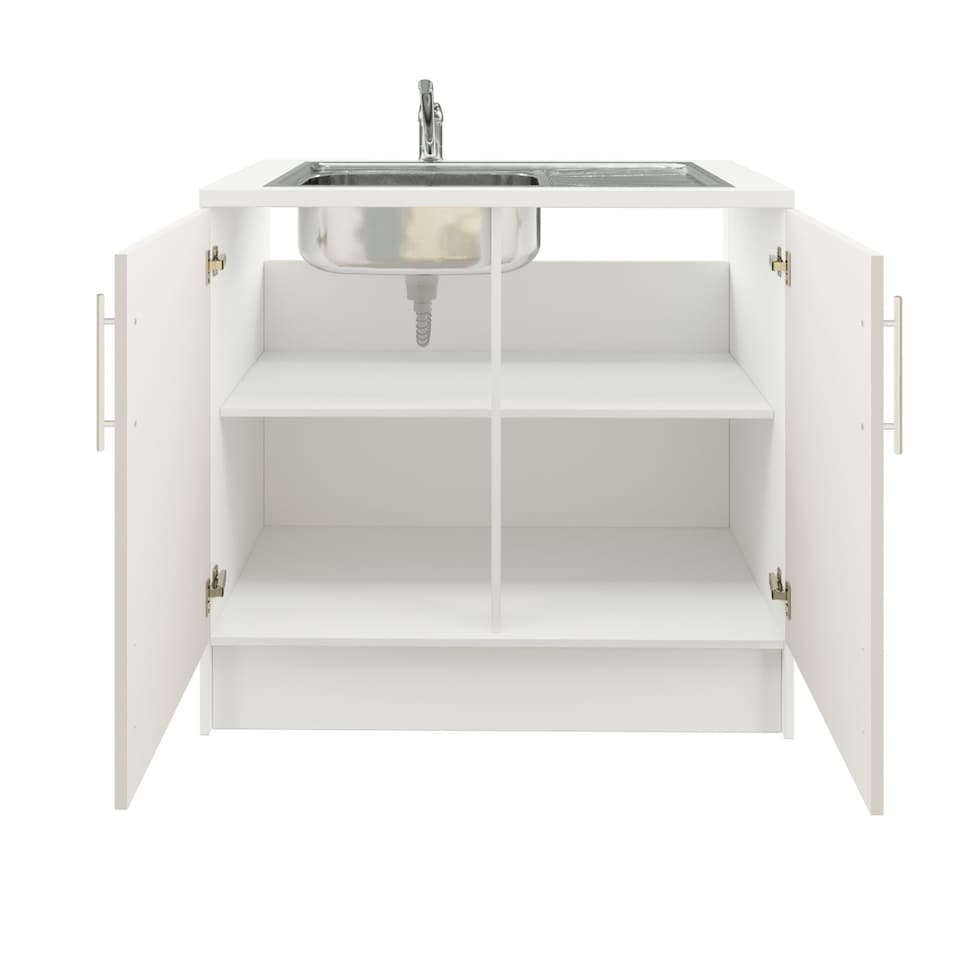 image 1 of JD Greta 1000mm Utility Room Sink Unit With Tap, Kitchen Base Cabinet - Cashmere Matt | Cream