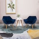 image 2 of HOMCOM Luxe Velvet-Feel Accent Chair w/ Wide Arms Slanted Back Wood Legs Blue