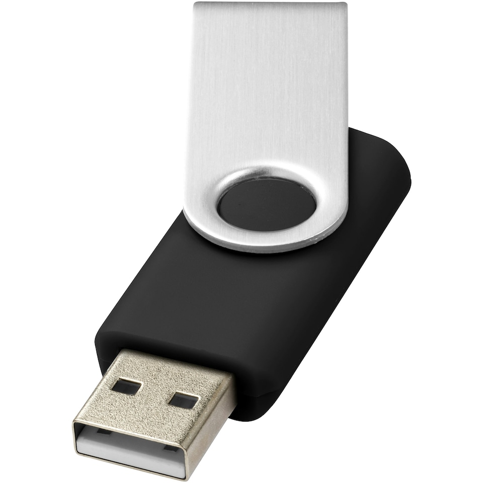 image 1 of Bullet Rotate Basic USB Flash Drive - Solid Black/Silver - 2GB