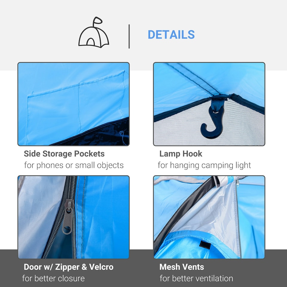 image 1 of Outsunny 3 Man Camping Tent w/ 2 Rooms Porch Vents Rainfly Weather-Resistant