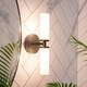 image 2 of ValueLights Canya Matte Black IP44 Bathroom 2 Way Frosted Reeded Glass Wall Light