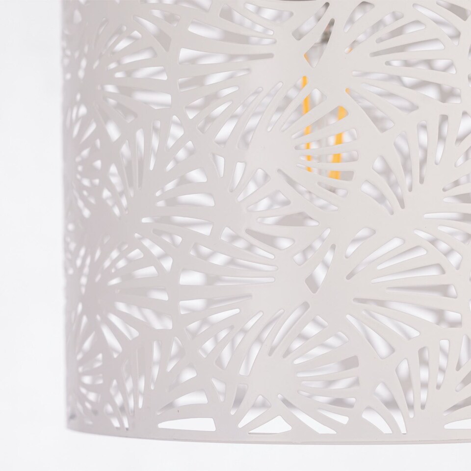 image 1 of Set of 2 Maui - White Cut Out Metal Leaf Pendant Light Shades | White | Small | 2