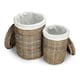 image 2 of Set of 2 Round Rattan Laundry Hamper Basket with White Lining | Brown | Rattan
