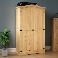 Vida Designs Corona 2 Door Wardrobe With Shelf & Clothes Rail, Solid Pine Wood