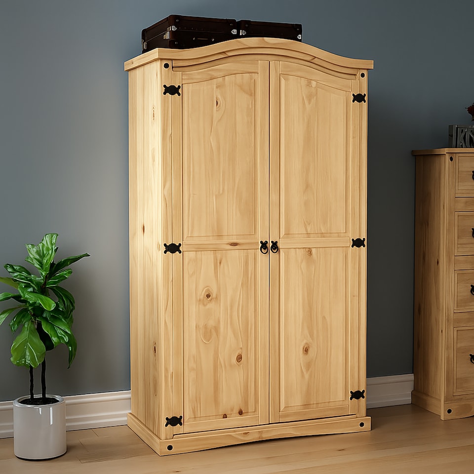 image 1 of Vida Designs Corona 2 Door Wardrobe With Shelf & Clothes Rail, Solid Pine Wood