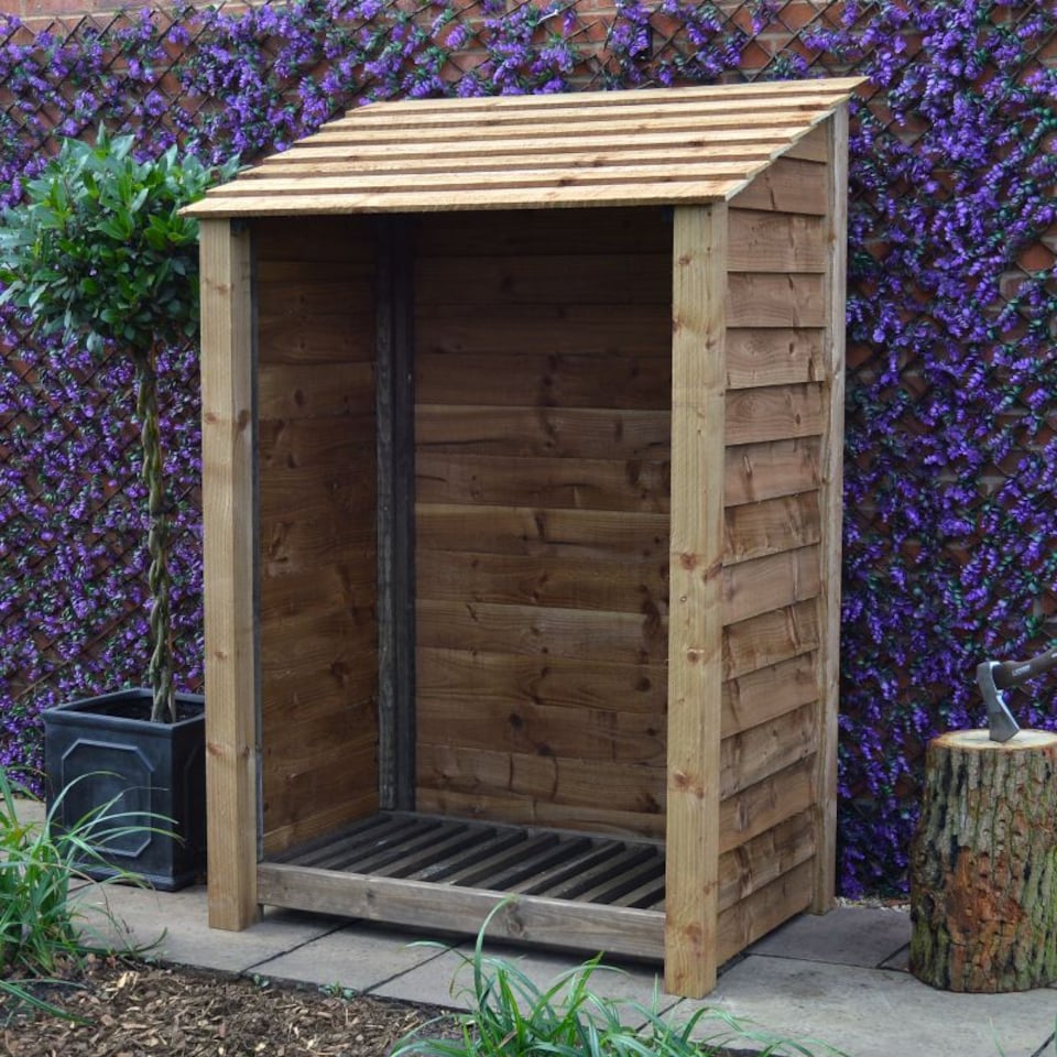 image 1 of Greetham 6ft Log Store - L80 x W123 x H181 cm - Rustic Brown