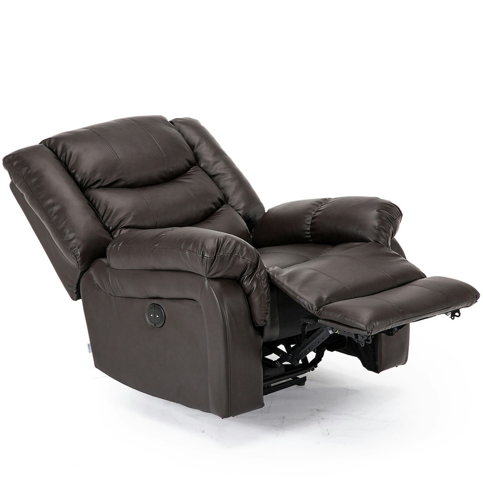 image 1 of Seattle Electric Automatic Recliner Home Lounge Bonded Leather Chair (Brown)