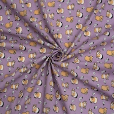 Purple Printed Polycotton Fabric for Dressmaking, 112.5cm / 44" Wide - per metre
