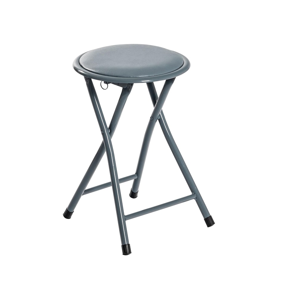 image 1 of Harbour Housewares Padded Folding Stool - Grey | Grey | Grey