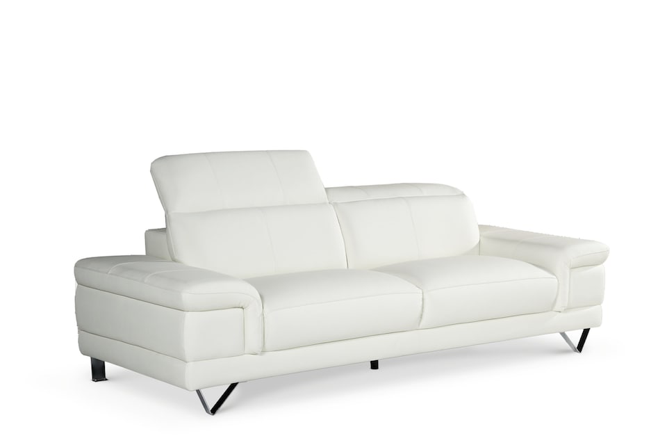 image 1 of Genuine Leather White 3 Seater Sofa CHICAGO