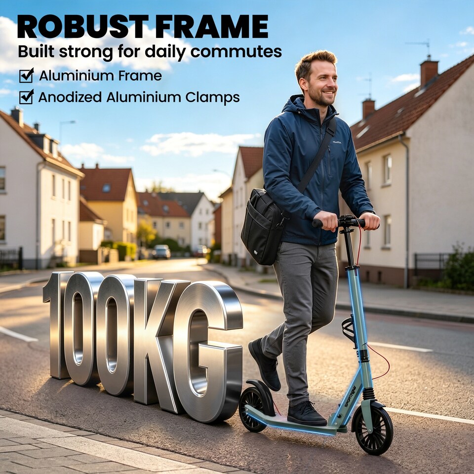 image 1 of SPORTNOW Foldable Kick Scooter with Height Adjustable Handlebar, Adult Scooters
