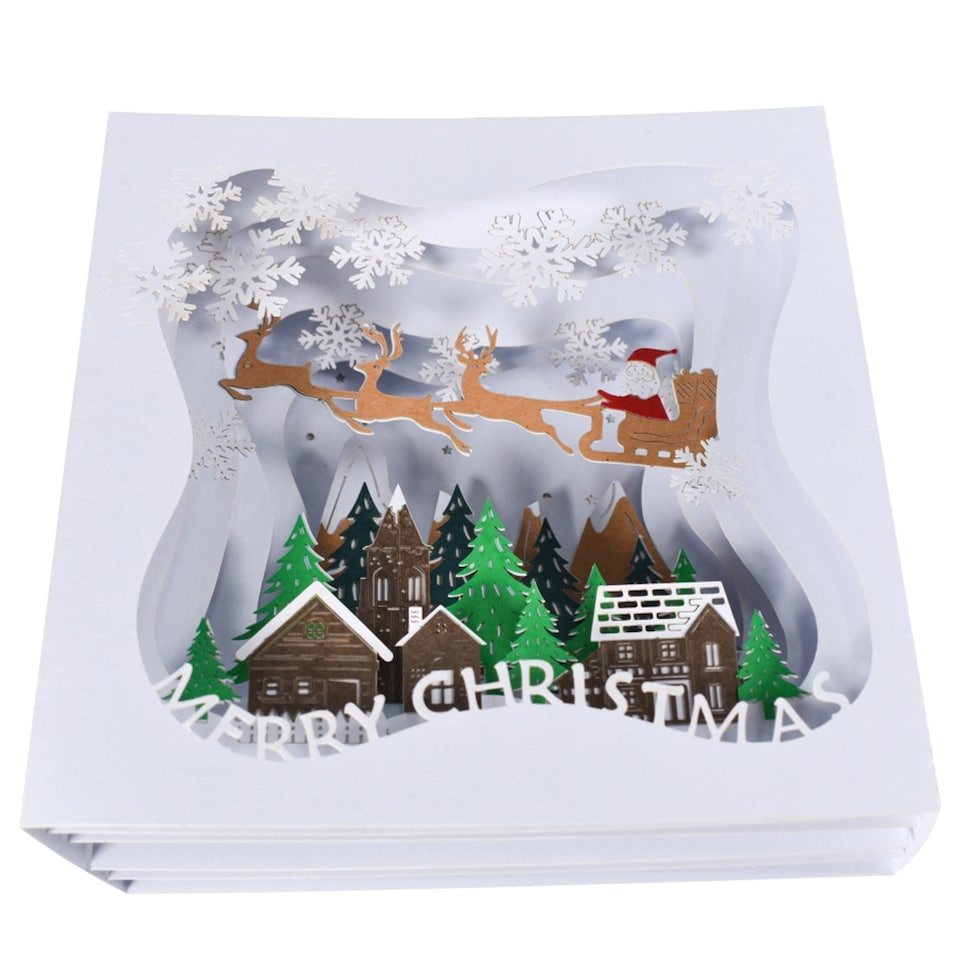 image 1 of Snowy Village Charm 3D Pop Up Christmas Card