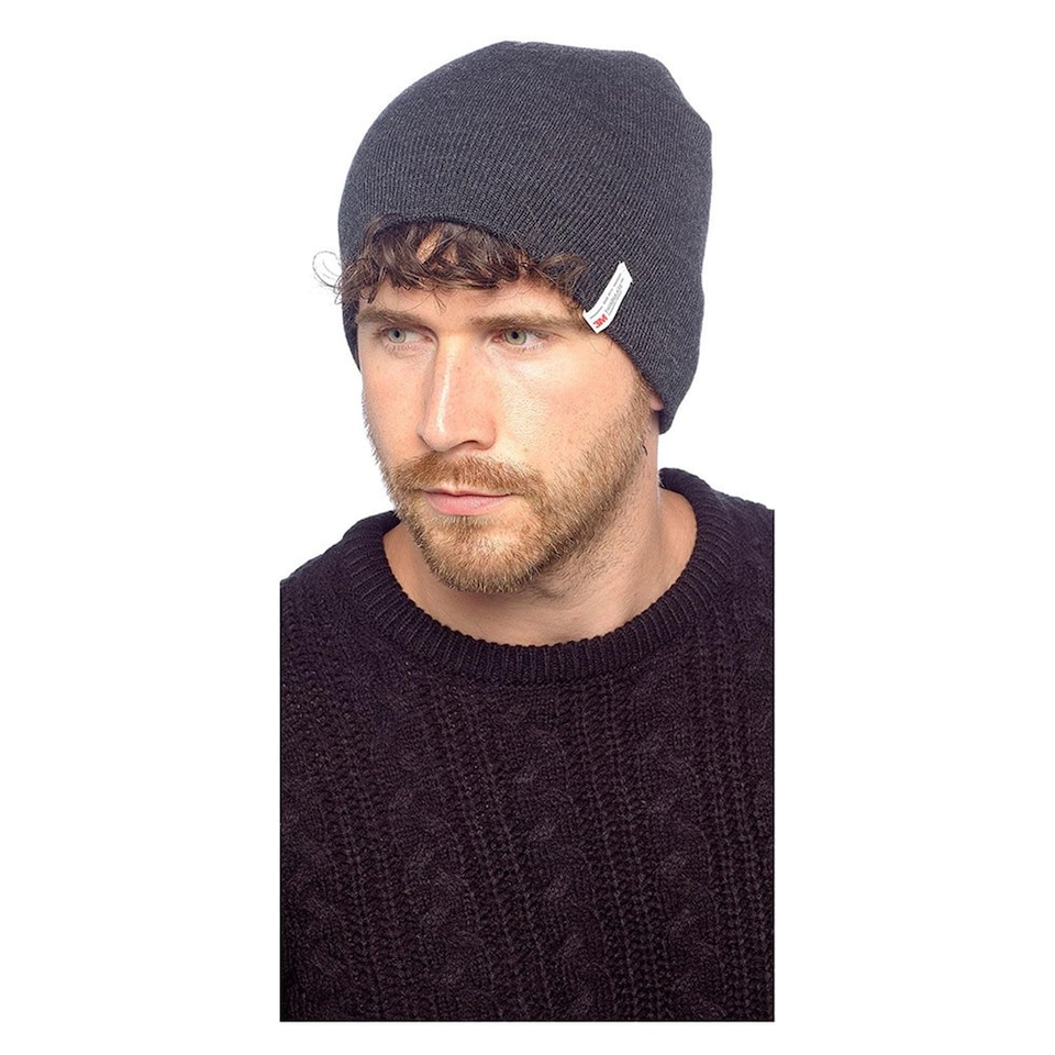 KAV Mens Beanie Hat Without Turn Up, One Size, Dark Grey Warm