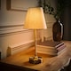image 2 of ValueLights Lowe Brushed Gold Table Lamp with Natural Tapered Shade and Globe LED 2W Cool White 2700K Bulb