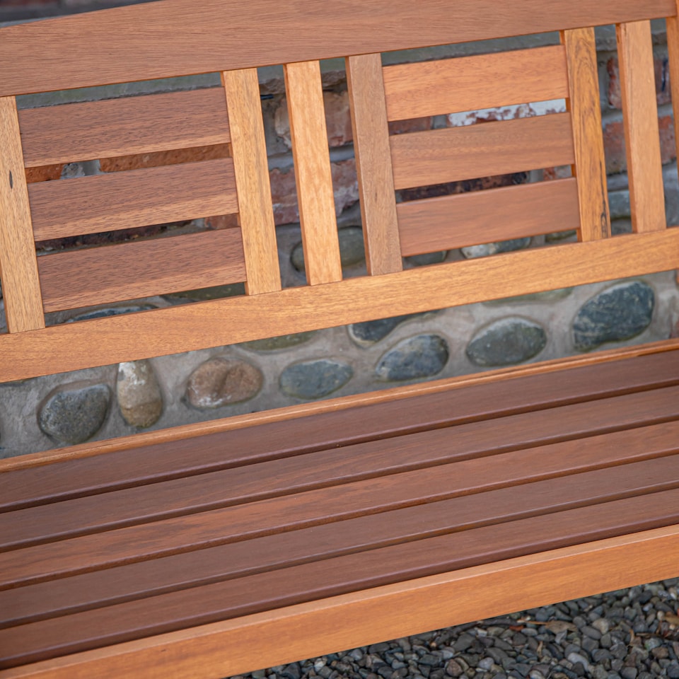 image 1 of Hawkshead 2 Seater Outdoor Wooden Garden Patio Bench | Brown | Brown