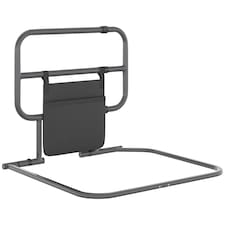 HOMCOM Large Safety Bed Rail for Elderly Adults, Heavy Duty Folding Bed Assist Rail with Storage Pocket for Disabled, Pregnant, Black | Black