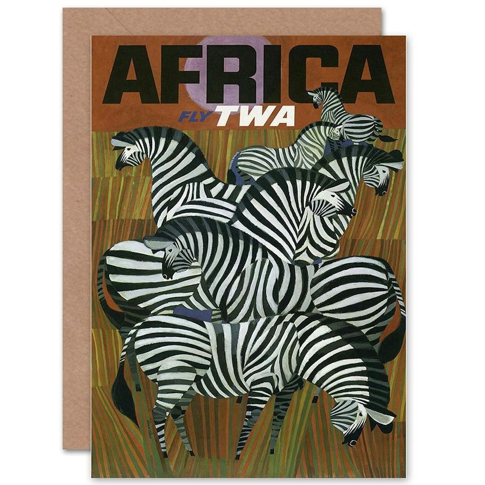image 1 of Travel Twa Trans World Africa USA Bday Zebra Goodbye Card