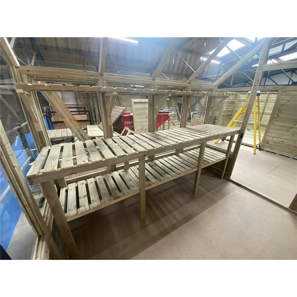 image 1 of 14 X 8 Pressure Treated Tongue And Groove Greenhouse - Rim Lock - 4mm Toughened Glass + Bench + Free Install (14' x 8' / 14ft x 8ft) (14x8)
