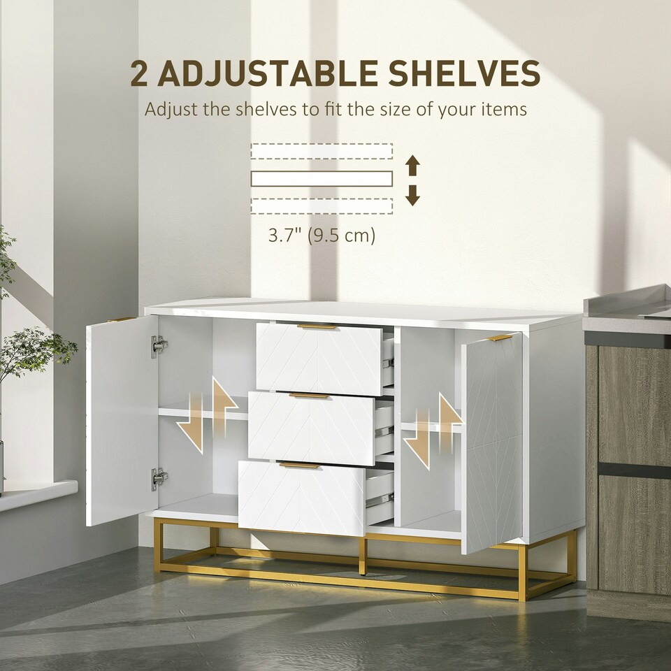 image 1 of HOMCOM Sideboard Storage Cabinet with Adjustable Shelves White