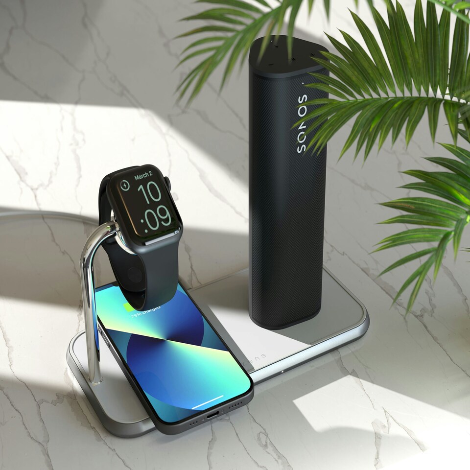 image 1 of Zens Dual+Watch Wireless Charger (incl. Wall Charger) - white