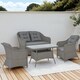 image 6 of Outsunny 4 Pieces Rattan Garden Furniture Set, Round Wicker Garden Sofa Set with Loveseat, Armchairs and Glass Top Table, Outdoor Conservatory Furniture with Cushions for Patio, Balcony, Light Grey