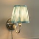 image 2 of ValueLights Neely Pair of - Plug in Brushed Chrome Easy Fit Wall Lights with Blue Pleated Tapered Lampshade - Bulbs Included